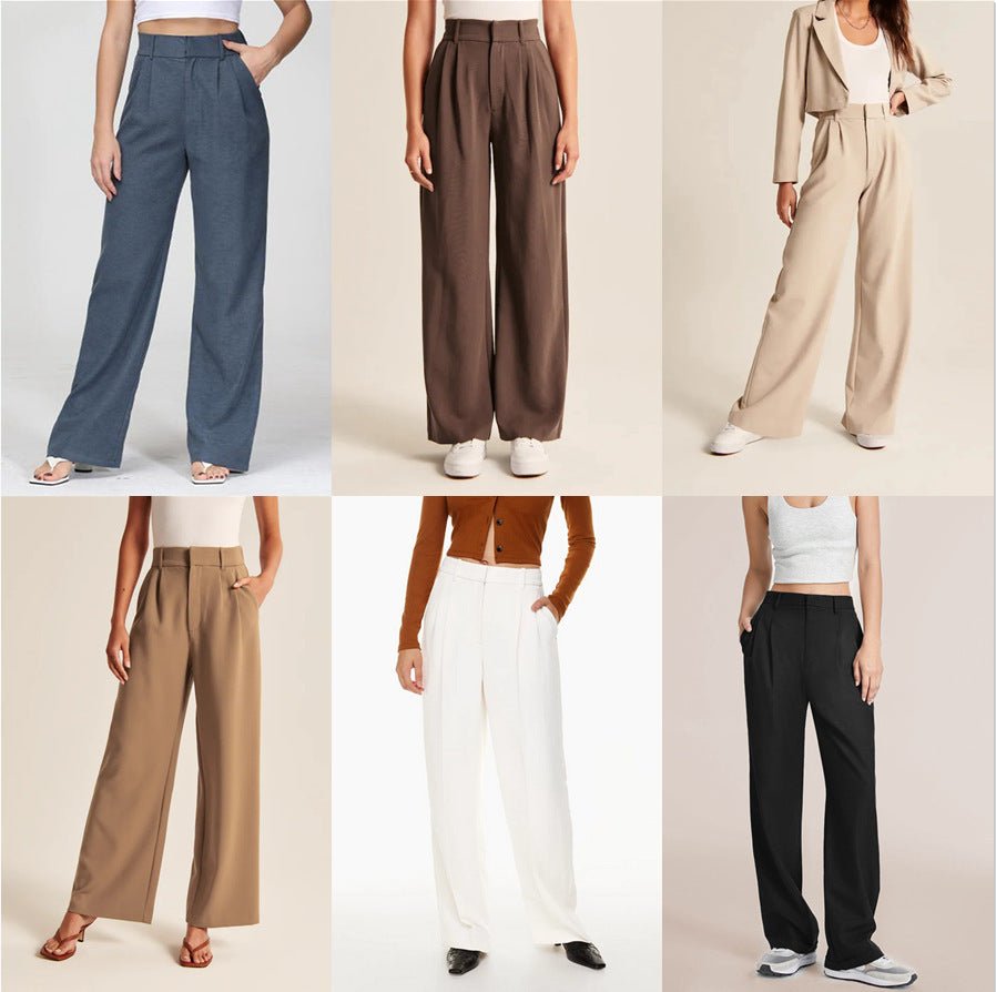 High Waist Wide - Leg Trousers – Straight Casual Pants with Pockets - Xandu Limited