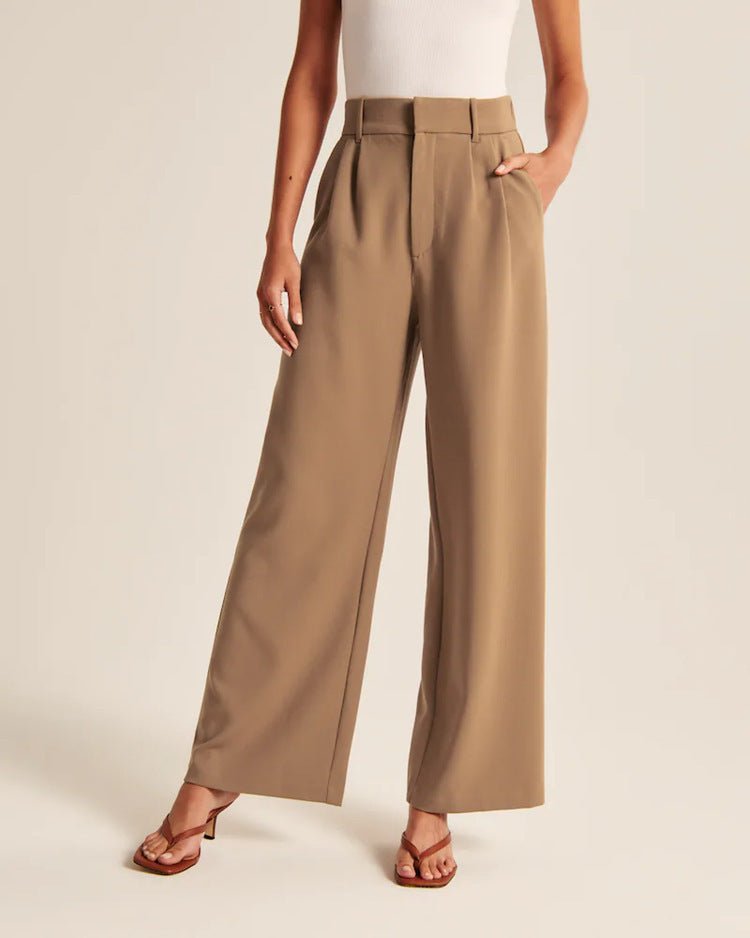 High Waist Wide - Leg Trousers – Straight Casual Pants with Pockets - Xandu Limited