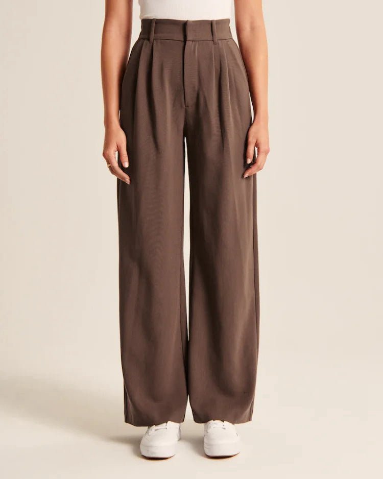 High Waist Wide - Leg Trousers – Straight Casual Pants with Pockets - Xandu Limited