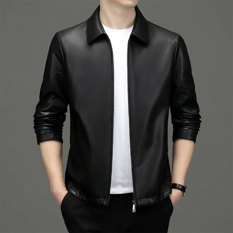 Lapel Ecological Real Leather Clothes Coat Leather Jacket Men - Xandu Limited