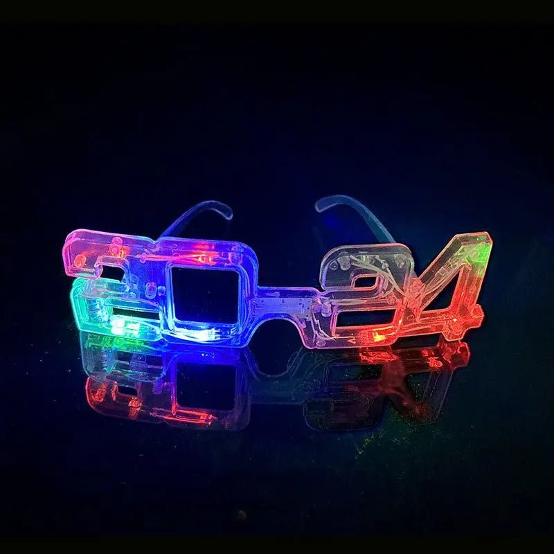 LED Glowing New Year Glasses 2024 Glitter Glasses For Party Evening Decoration - Xandu Limited