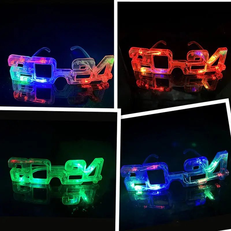 LED Glowing New Year Glasses 2024 Glitter Glasses For Party Evening Decoration - Xandu Limited