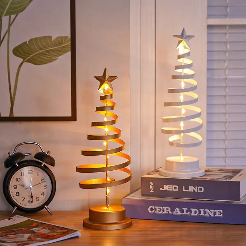 LED Spiral Christmas Tree Light - Wrought Iron Table Ornament Lamp - Xandu Limited