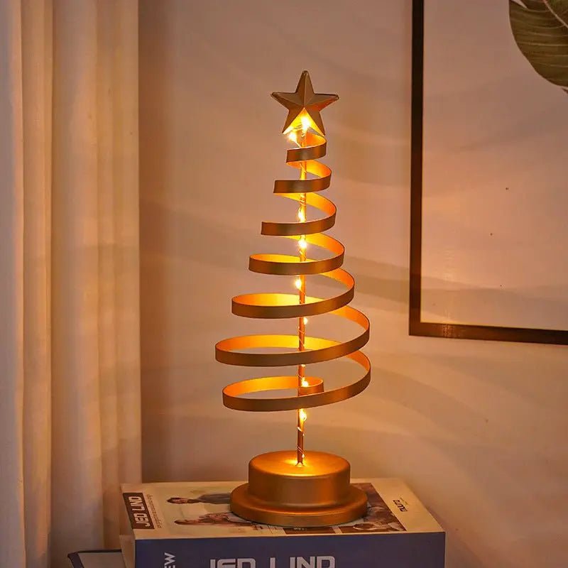 LED Spiral Christmas Tree Light - Wrought Iron Table Ornament Lamp - Xandu Limited