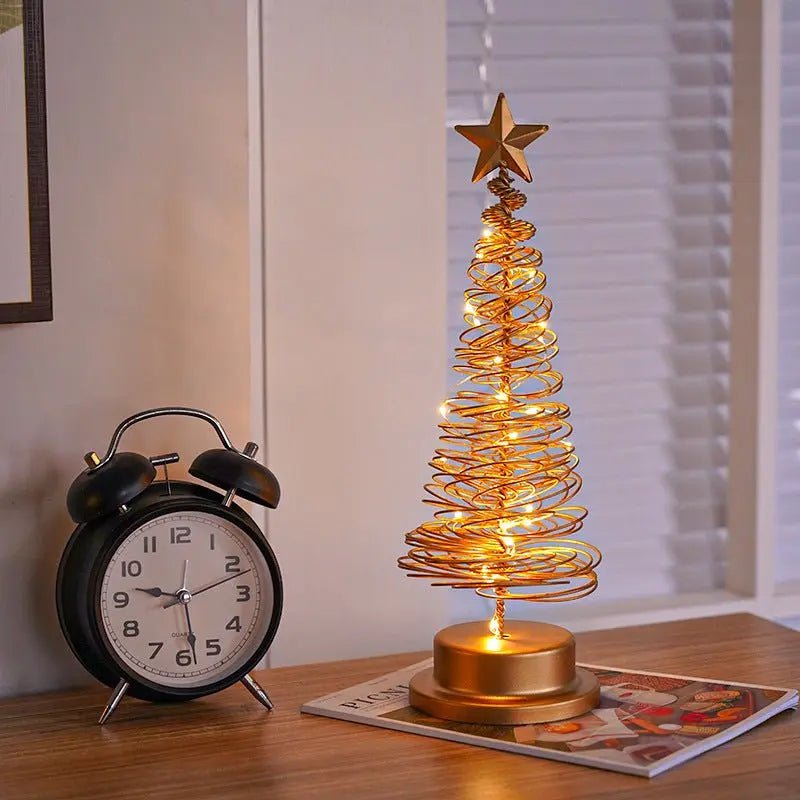 LED Spiral Christmas Tree Light - Wrought Iron Table Ornament Lamp - Xandu Limited