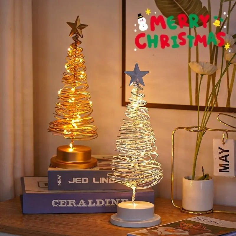 LED Spiral Christmas Tree Light - Wrought Iron Table Ornament Lamp - Xandu Limited