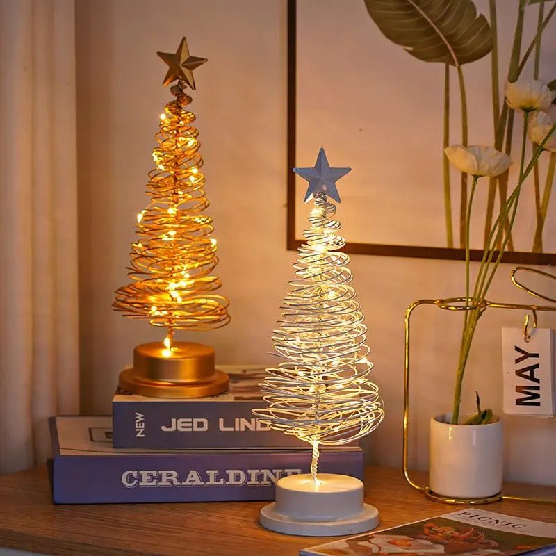 LED Spiral Christmas Tree Light - Wrought Iron Table Ornament Lamp - Xandu Limited