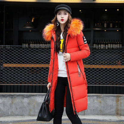 Long Hooded Cotton Jacket – Fur Collar Down Winter Coat for Women - Xandu Limited