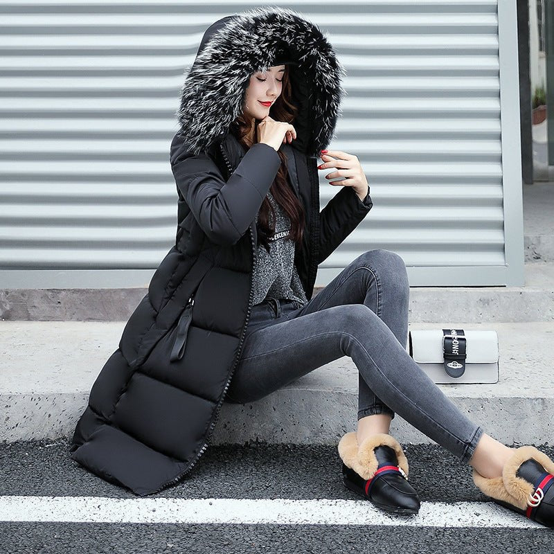 Long Hooded Cotton Jacket – Fur Collar Down Winter Coat for Women - Xandu Limited