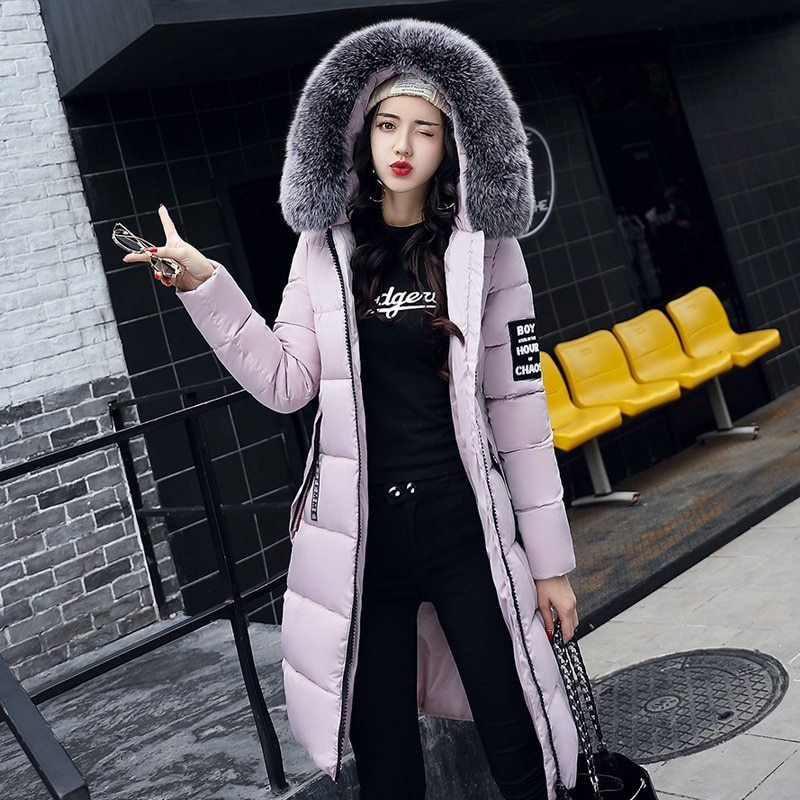 Long Hooded Cotton Jacket – Fur Collar Down Winter Coat for Women - Xandu Limited