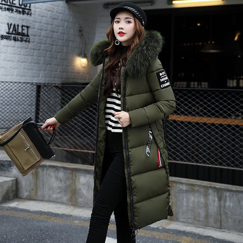 Long Hooded Cotton Jacket – Fur Collar Down Winter Coat for Women - Xandu Limited