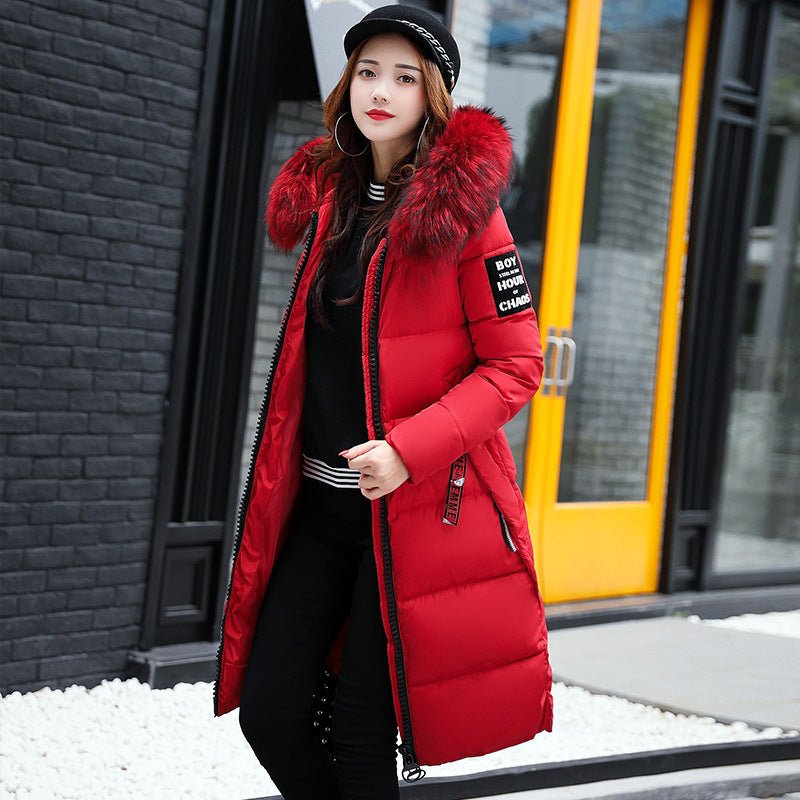 Long Hooded Cotton Jacket – Fur Collar Down Winter Coat for Women - Xandu Limited