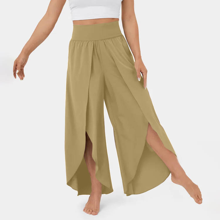 Loose Split Yoga Pants – High Waist Wide - Leg Trousers for Summer - Xandu Limited