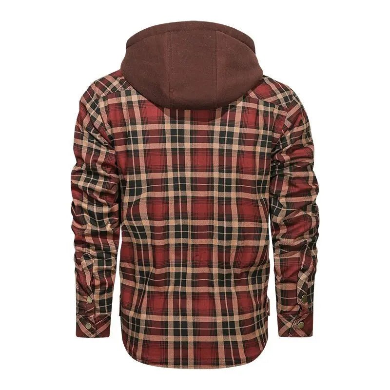 Men Long - sleeved Plaid Hoodie Jacket - Xandu Limited