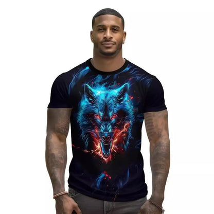 Men's 3D Wolf Loose Short - sleeved T-shirt - Xandu Limited