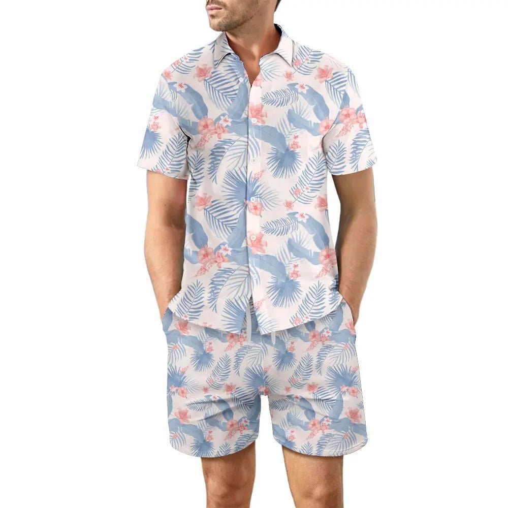 Men's Beach Suit: Printed Shirt & Drawstring Shorts - Xandu Limited