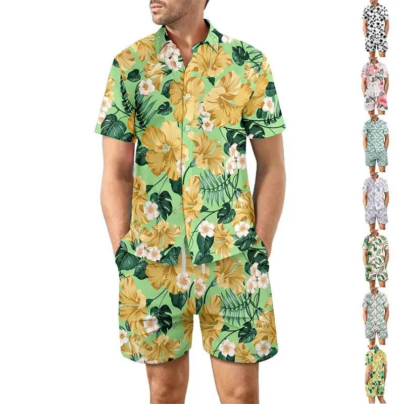 Men's Beach Suit: Printed Shirt & Drawstring Shorts - Xandu Limited