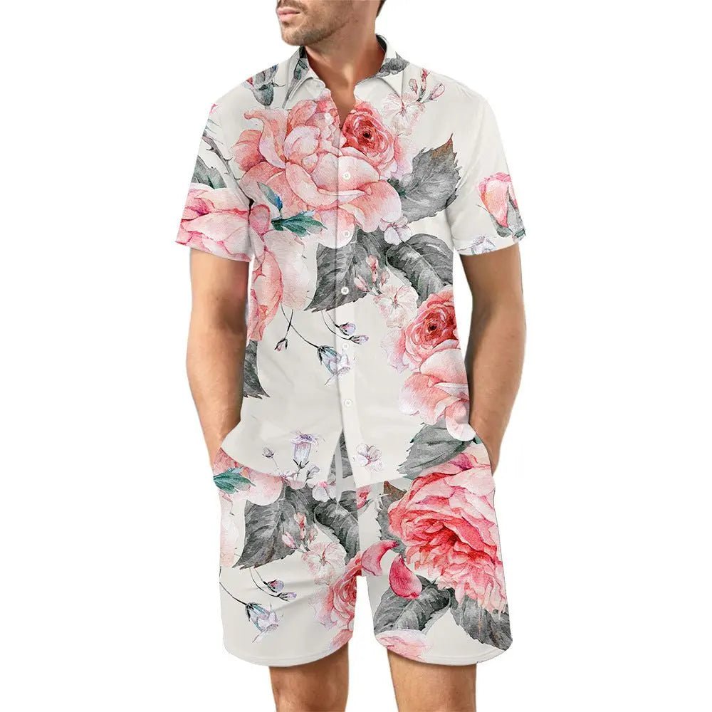 Men's Beach Suit: Printed Shirt & Drawstring Shorts - Xandu Limited