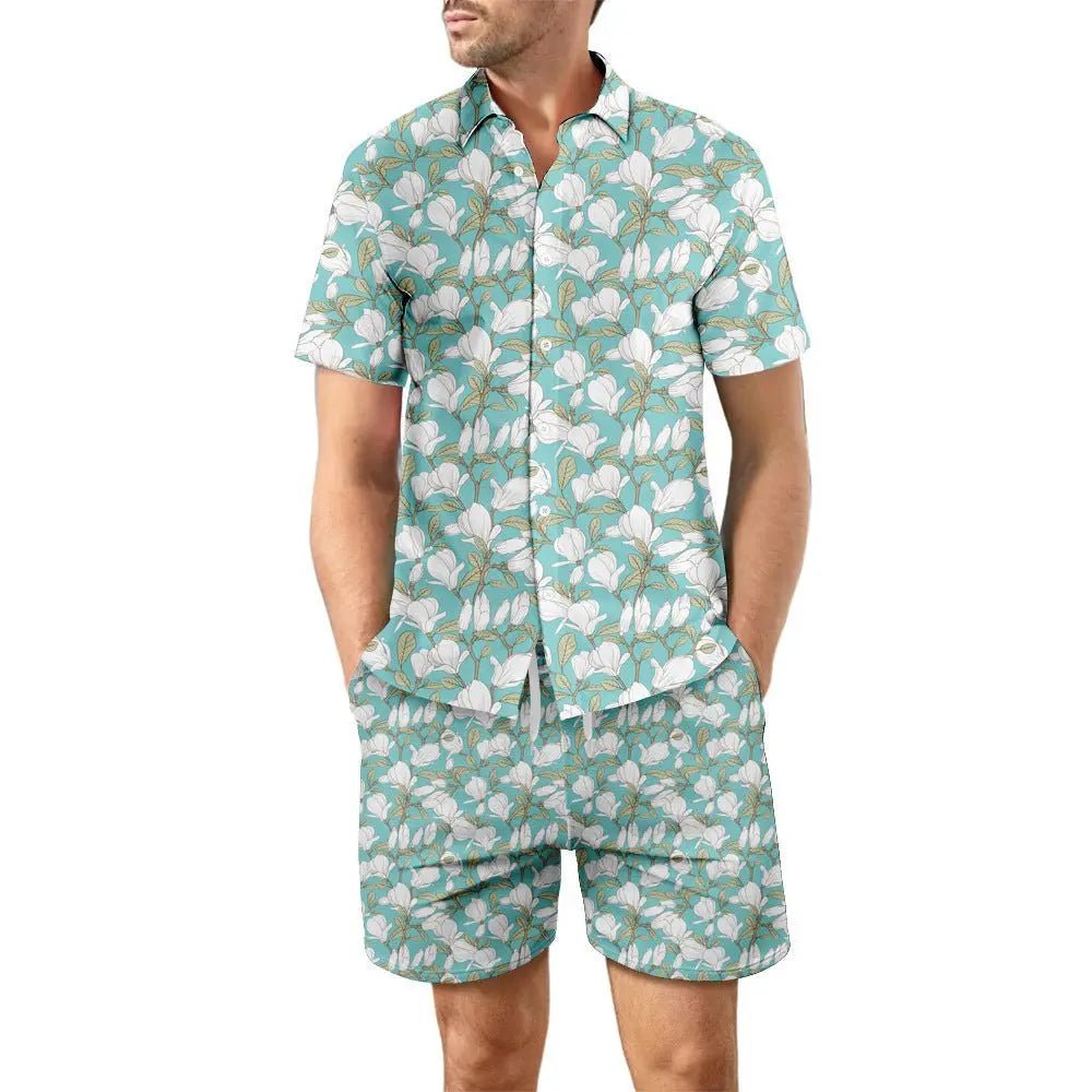 Men's Beach Suit: Printed Shirt & Drawstring Shorts - Xandu Limited