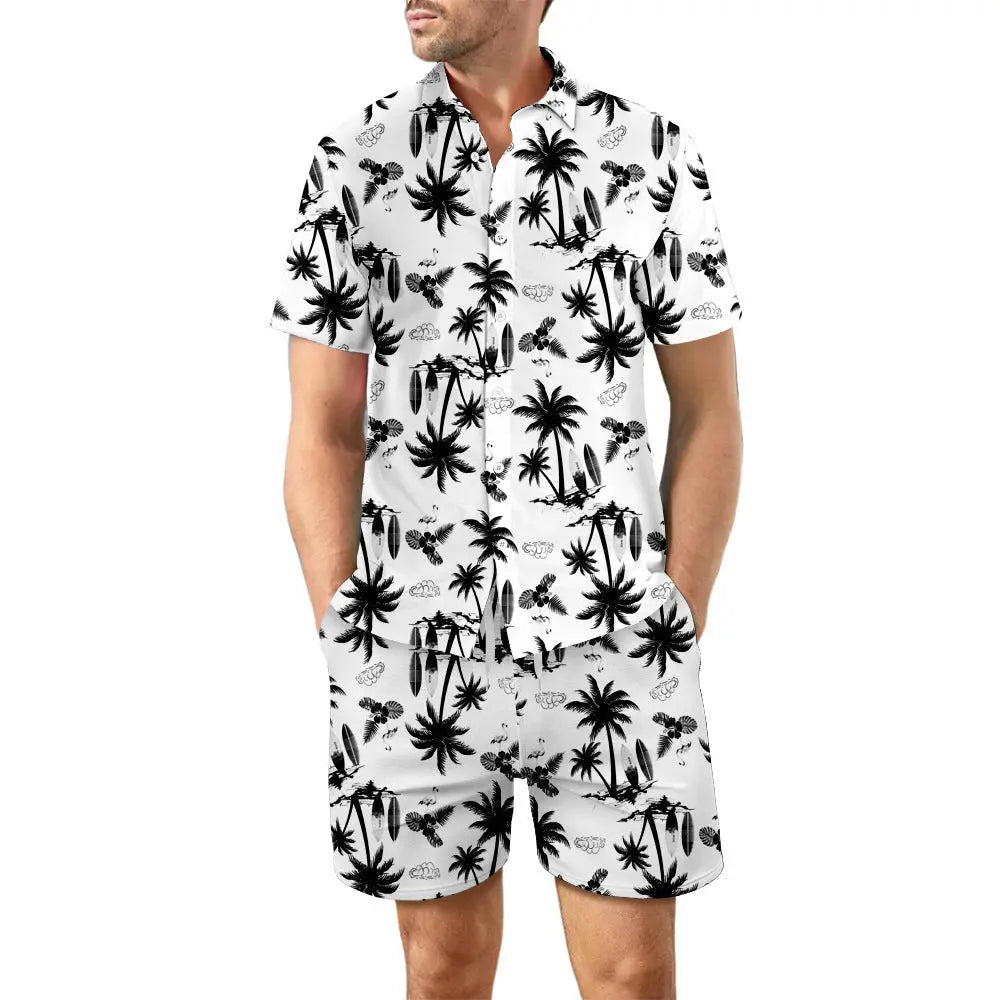 Men's Beach Suit: Printed Shirt & Drawstring Shorts - Xandu Limited