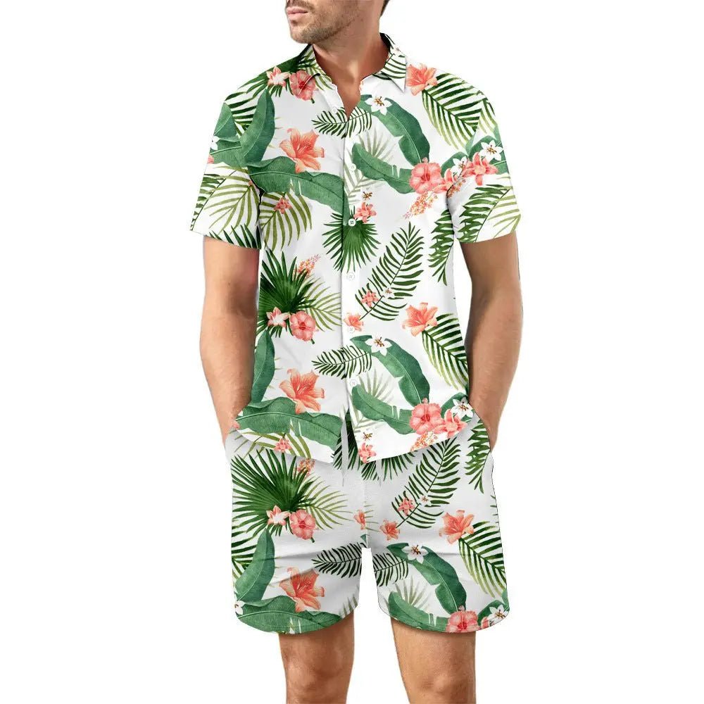 Men's Beach Suit: Printed Shirt & Drawstring Shorts - Xandu Limited