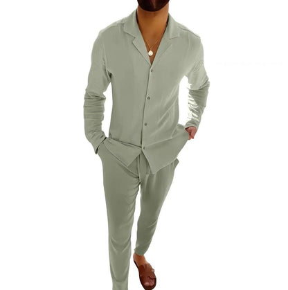 Men's Casual Long - Sleeved Suit – Stylish Shirt & Slim - Fit Trousers - Xandu Limited