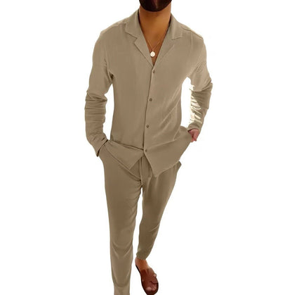 Men's Casual Long - Sleeved Suit – Stylish Shirt & Slim - Fit Trousers - Xandu Limited