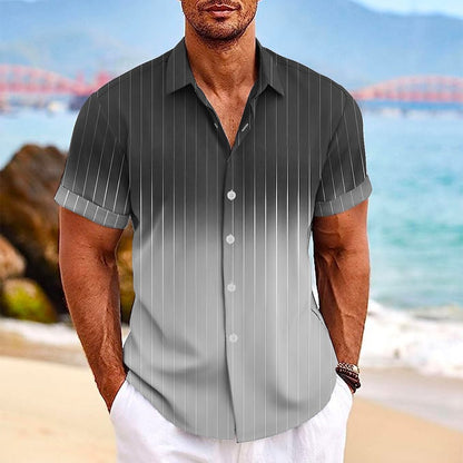 Men's Gradient Striped Beach Shirt – Summer Fashion Short Sleeve Top - Xandu Limited