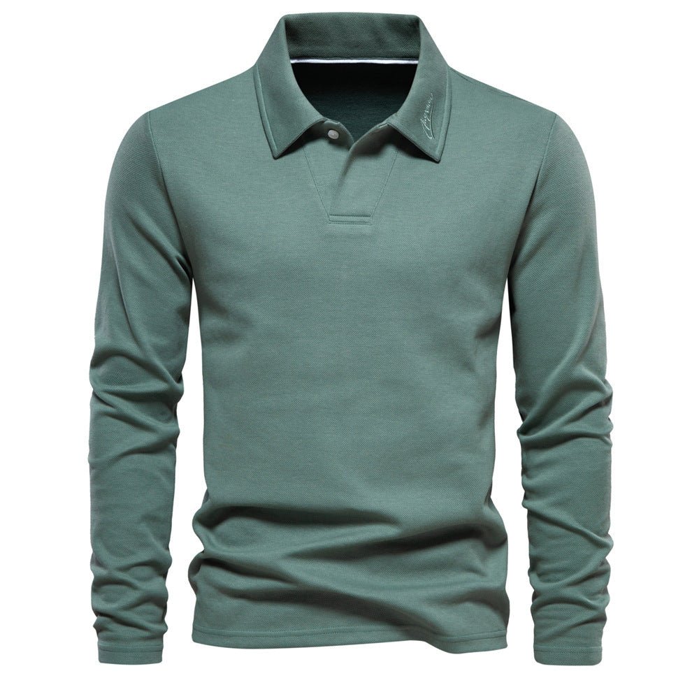 Men's Long - Sleeved Polo Shirt – Stylish, Casual Solid Color Top - Xandu Limited