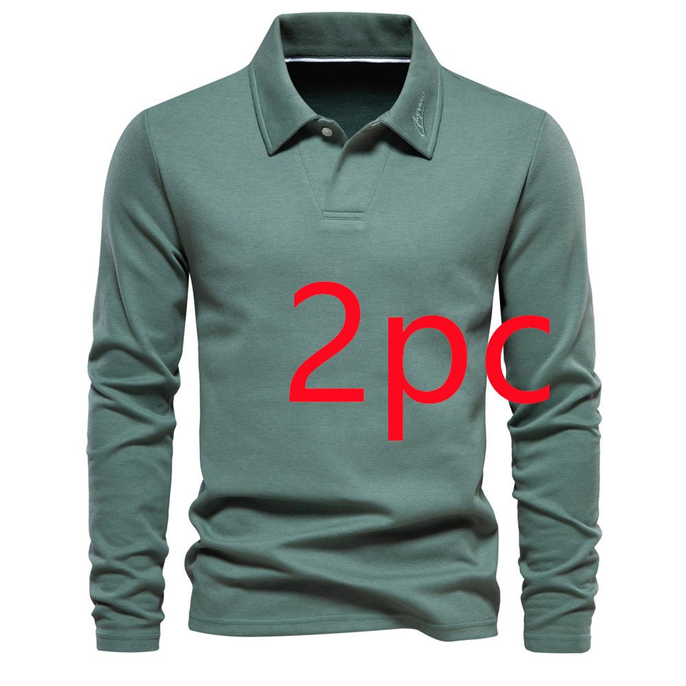 Men's Long - Sleeved Polo Shirt – Stylish, Casual Solid Color Top - Xandu Limited