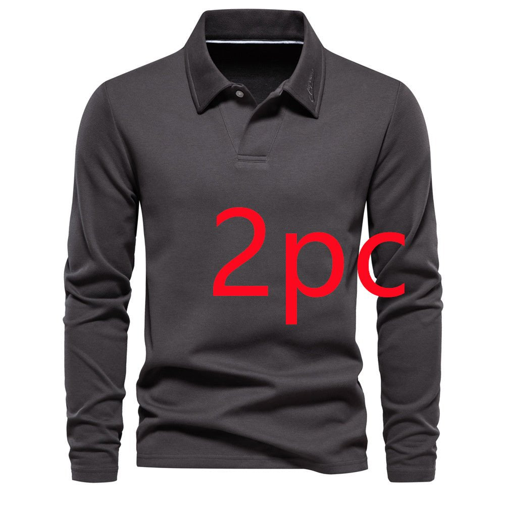 Men's Long - Sleeved Polo Shirt – Stylish, Casual Solid Color Top - Xandu Limited