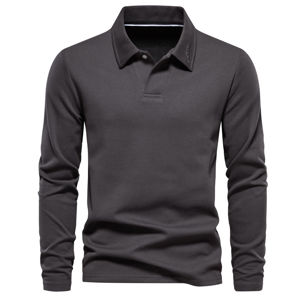 Men's Long - Sleeved Polo Shirt – Stylish, Casual Solid Color Top - Xandu Limited