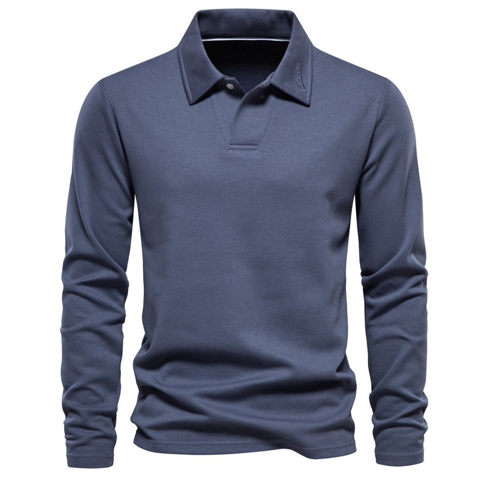 Men's Long - Sleeved Polo Shirt – Stylish, Casual Solid Color Top - Xandu Limited