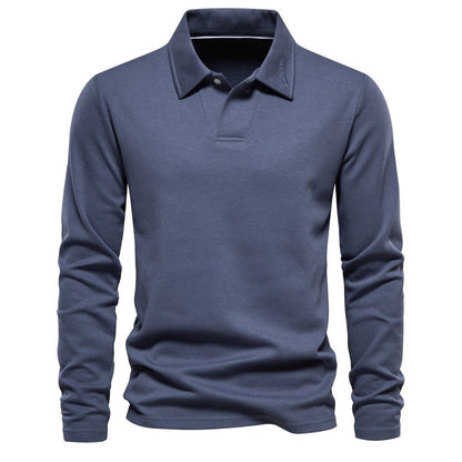 Men's Long - Sleeved Polo Shirt – Stylish, Casual Solid Color Top - Xandu Limited