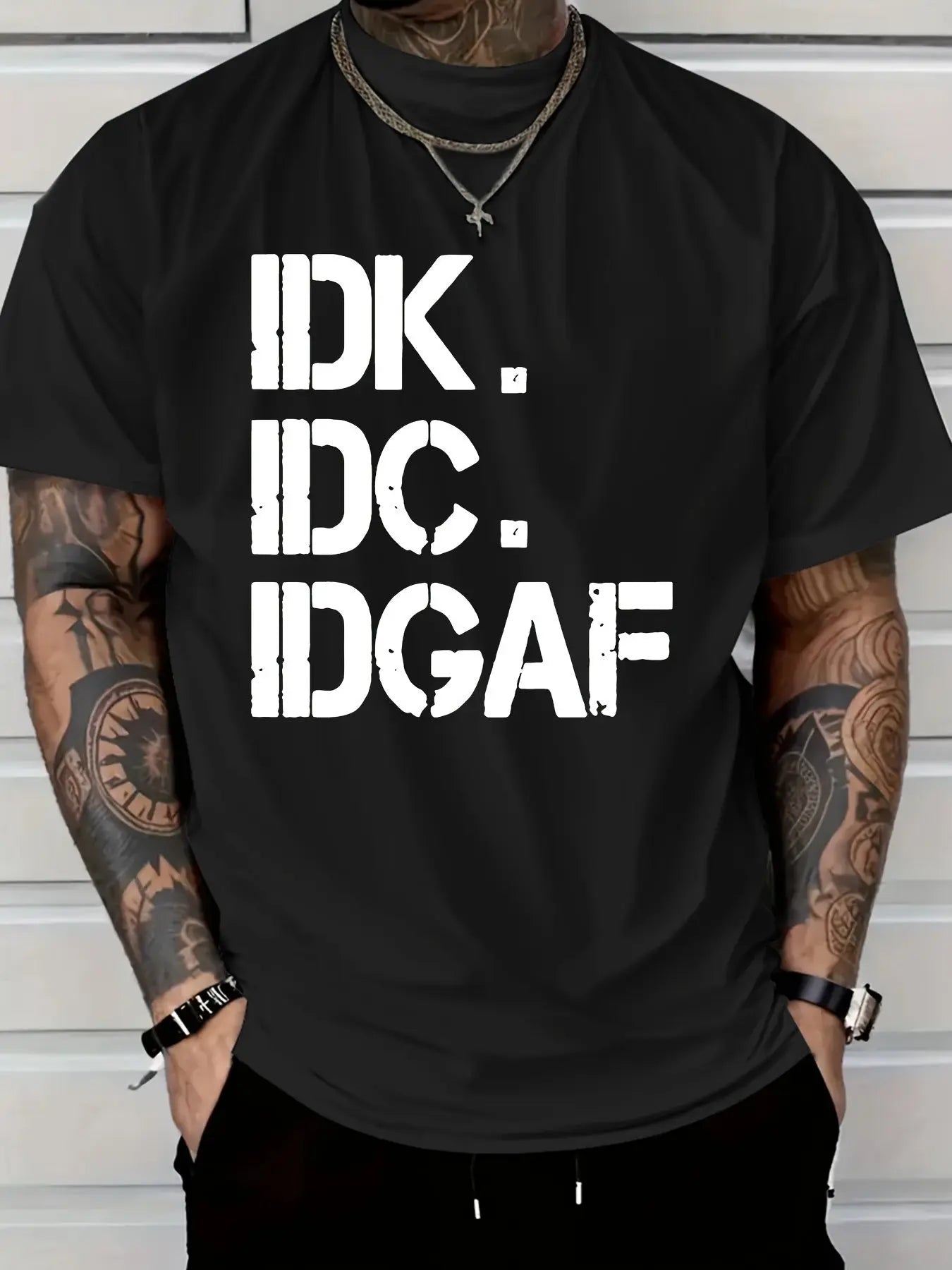 Men's Short Sleeved Casual (IDK IDC IDGAF) Printed T-shirt - Xandu Limited