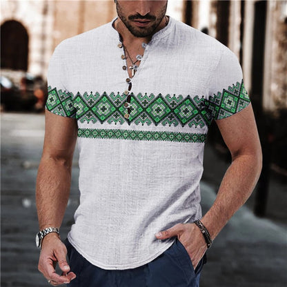 Men's Summer 7 Buckle Loop Stand Collar Short Sleeve Shirt - Xandu Limited