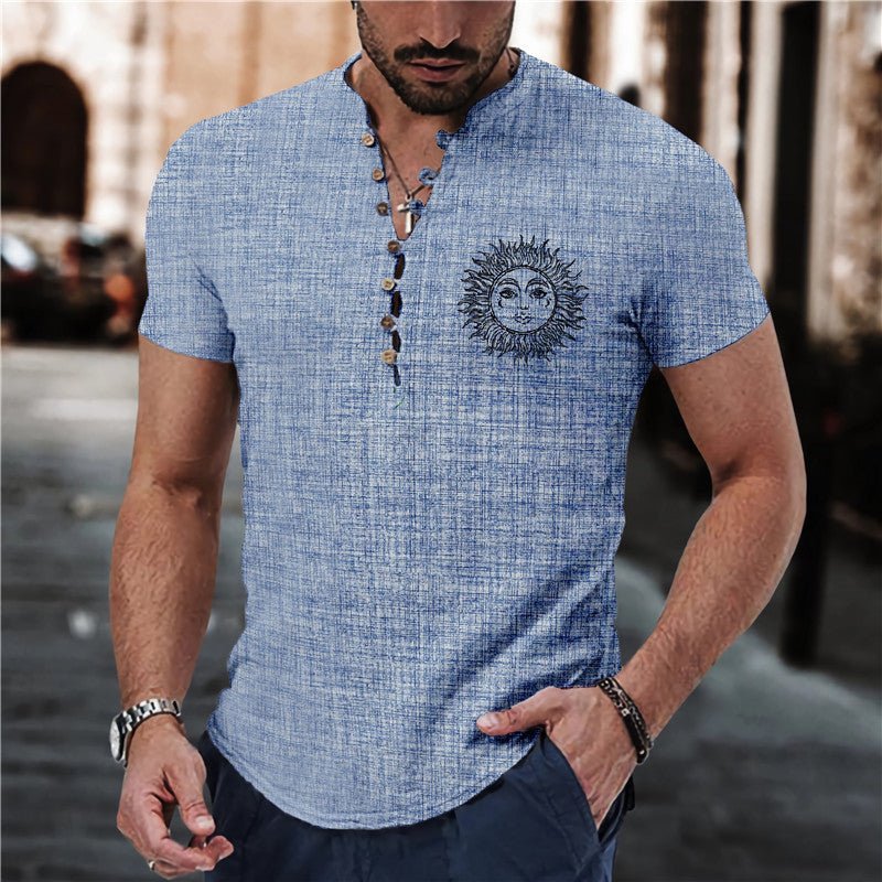 Men's Summer 7 Buckle Loop Stand Collar Short Sleeve Shirt - Xandu Limited