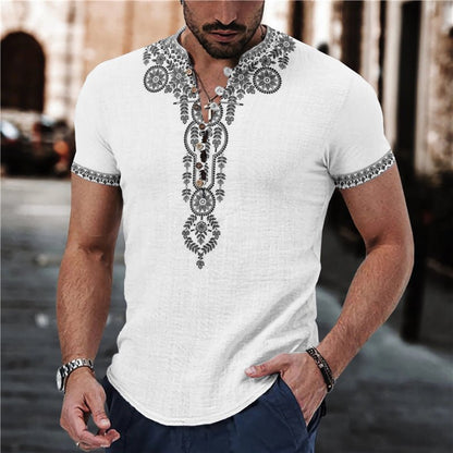 Men's Summer 7 Buckle Loop Stand Collar Short Sleeve Shirt - Xandu Limited