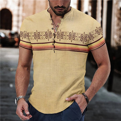 Men's Summer 7 Buckle Loop Stand Collar Short Sleeve Shirt - Xandu Limited