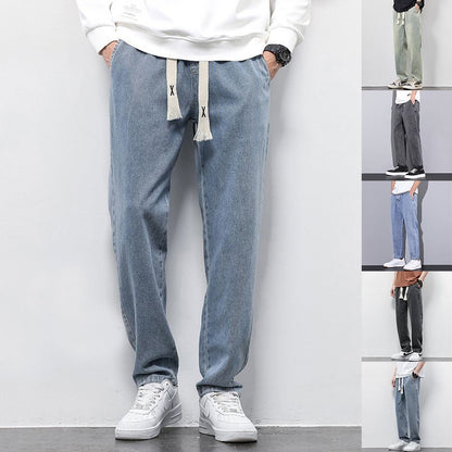 Men's Summer Wide - Leg Jeans – Fashionable Elasticated Drawstring Pants - Xandu Limited