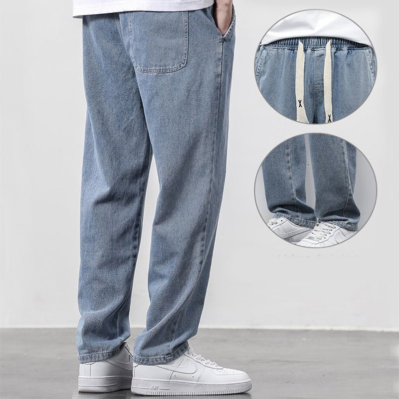 Men's Summer Wide - Leg Jeans – Fashionable Elasticated Drawstring Pants - Xandu Limited