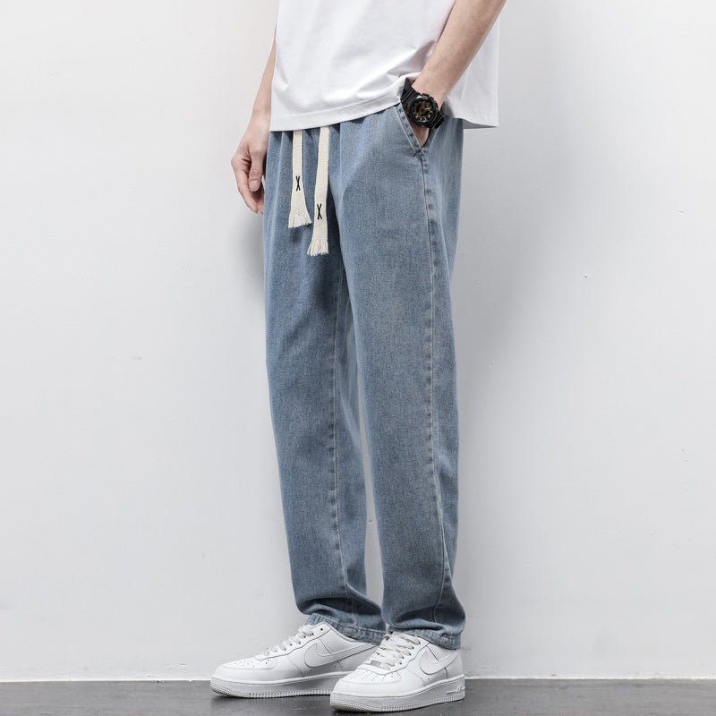 Men's Summer Wide - Leg Jeans – Fashionable Elasticated Drawstring Pants - Xandu Limited