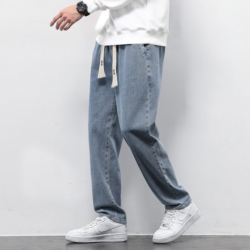 Men's Summer Wide - Leg Jeans – Fashionable Elasticated Drawstring Pants - Xandu Limited