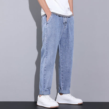 Men's Summer Wide - Leg Jeans – Fashionable Elasticated Drawstring Pants - Xandu Limited