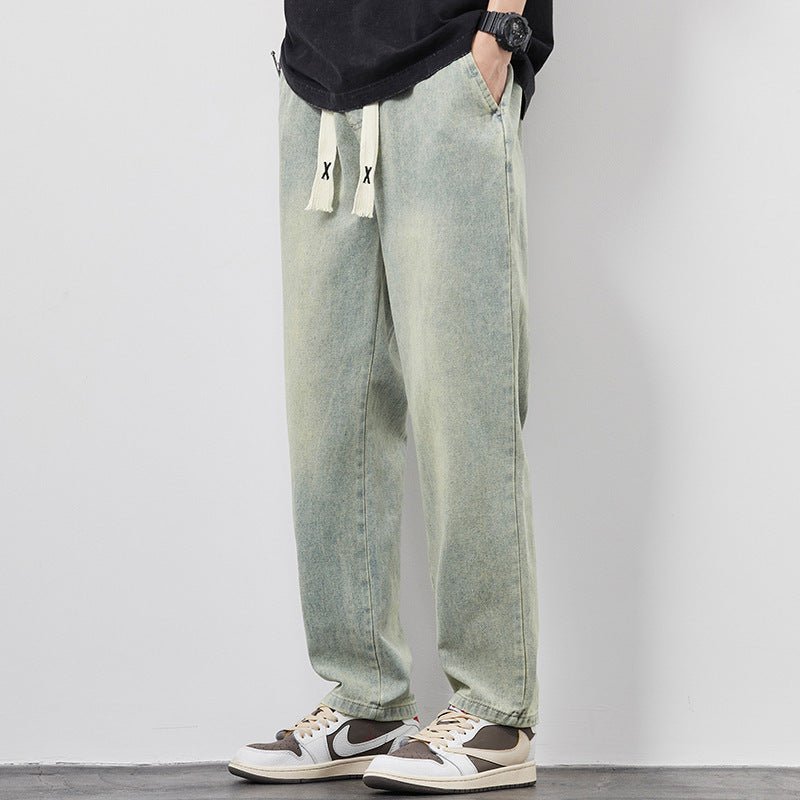 Men's Summer Wide - Leg Jeans – Fashionable Elasticated Drawstring Pants - Xandu Limited