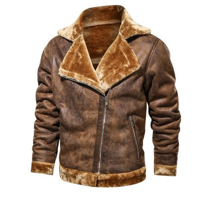 Retro Suede Leather Jacket – Men’s Warm Winter Outerwear Style - Xandu Limited