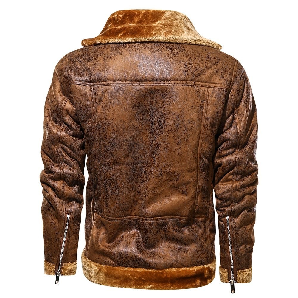 Retro Suede Leather Jacket – Men’s Warm Winter Outerwear Style - Xandu Limited