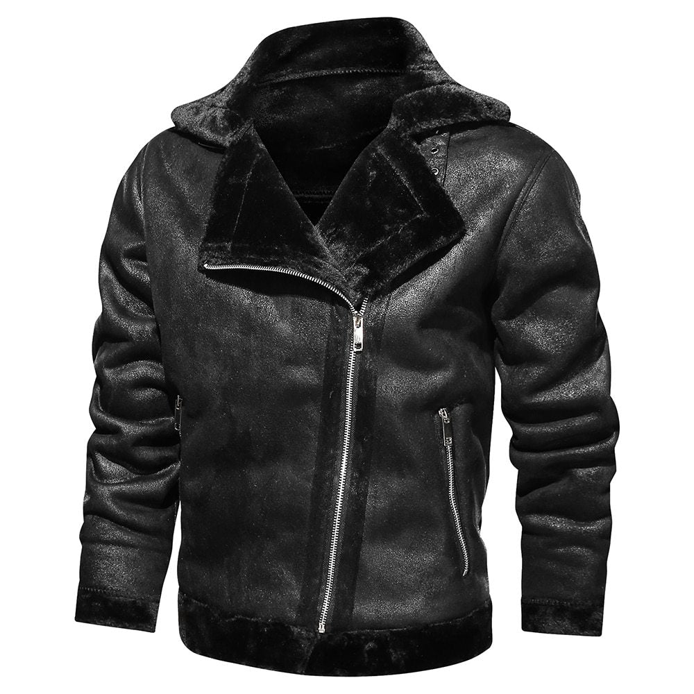 Retro Suede Leather Jacket – Men’s Warm Winter Outerwear Style - Xandu Limited