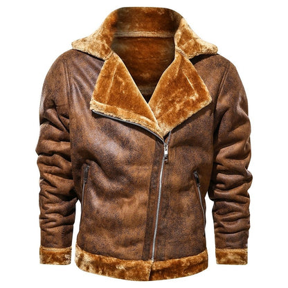 Retro Suede Leather Jacket – Men’s Warm Winter Outerwear Style - Xandu Limited