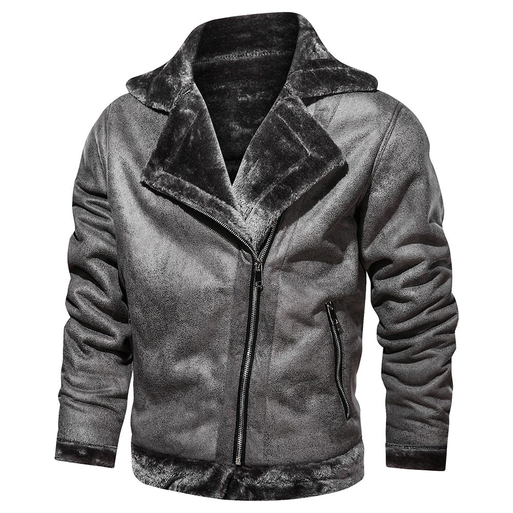 Retro Suede Leather Jacket – Men’s Warm Winter Outerwear Style - Xandu Limited